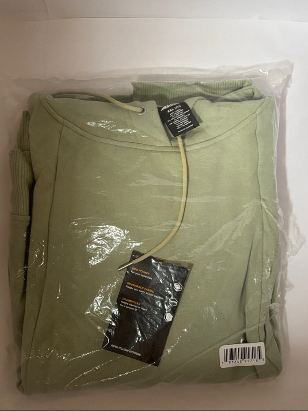 Avia Plush Sage Green Drawstring Hoodie Sweatshirt NWT in plastic! XXL (20)